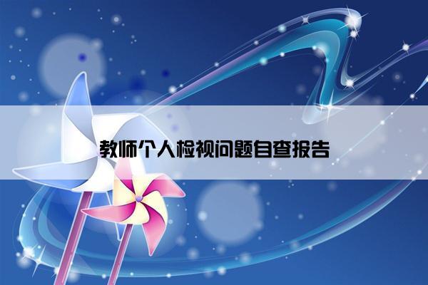 教师个人检视问题自查报告