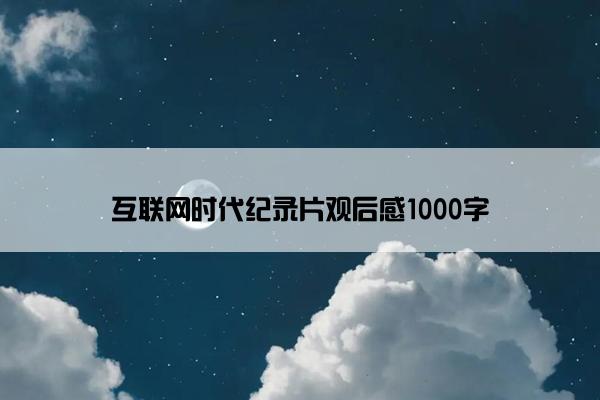 互联网时代纪录片观后感1000字