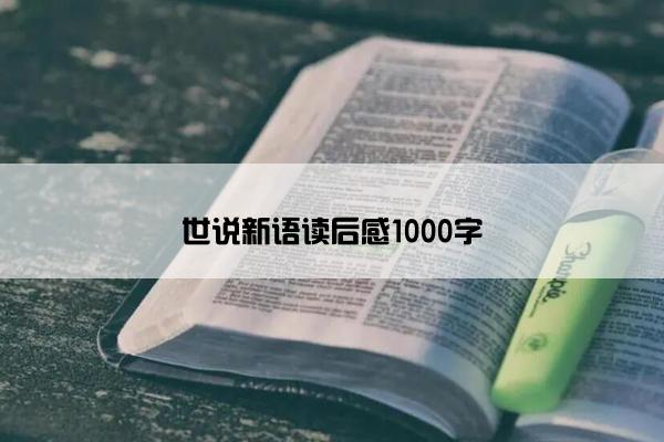 世说新语读后感1000字