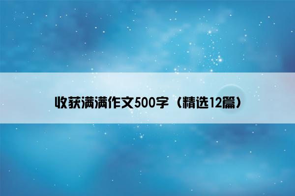 收获满满作文500字（精选12篇）